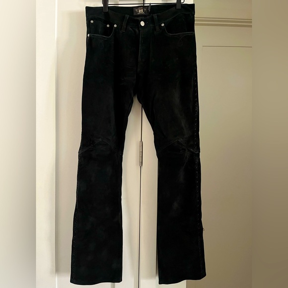RRL SUEDE LEATHER BOOTCUT WESTERN TROUSERS US 32/32 - Picture 1 of 7